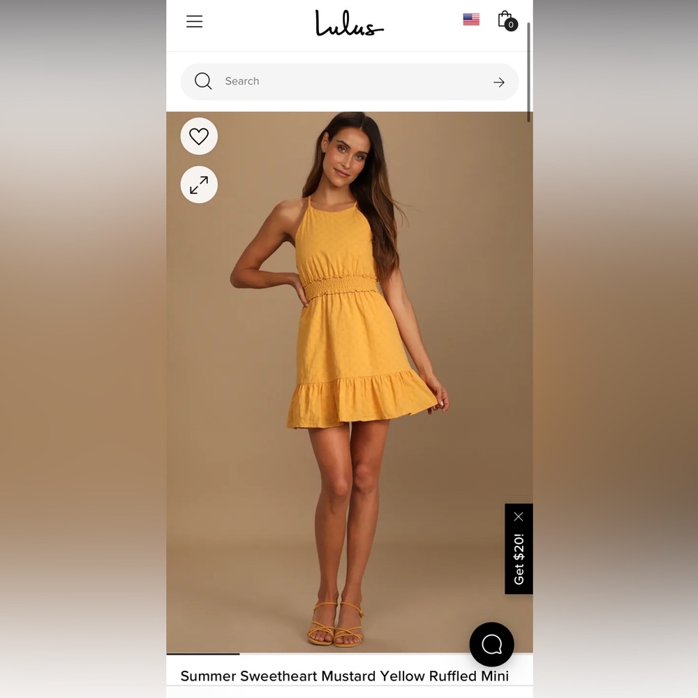 Lulus - Summer Sweetheart Mustard Yellow Ruffled Mini Dress - Size Small